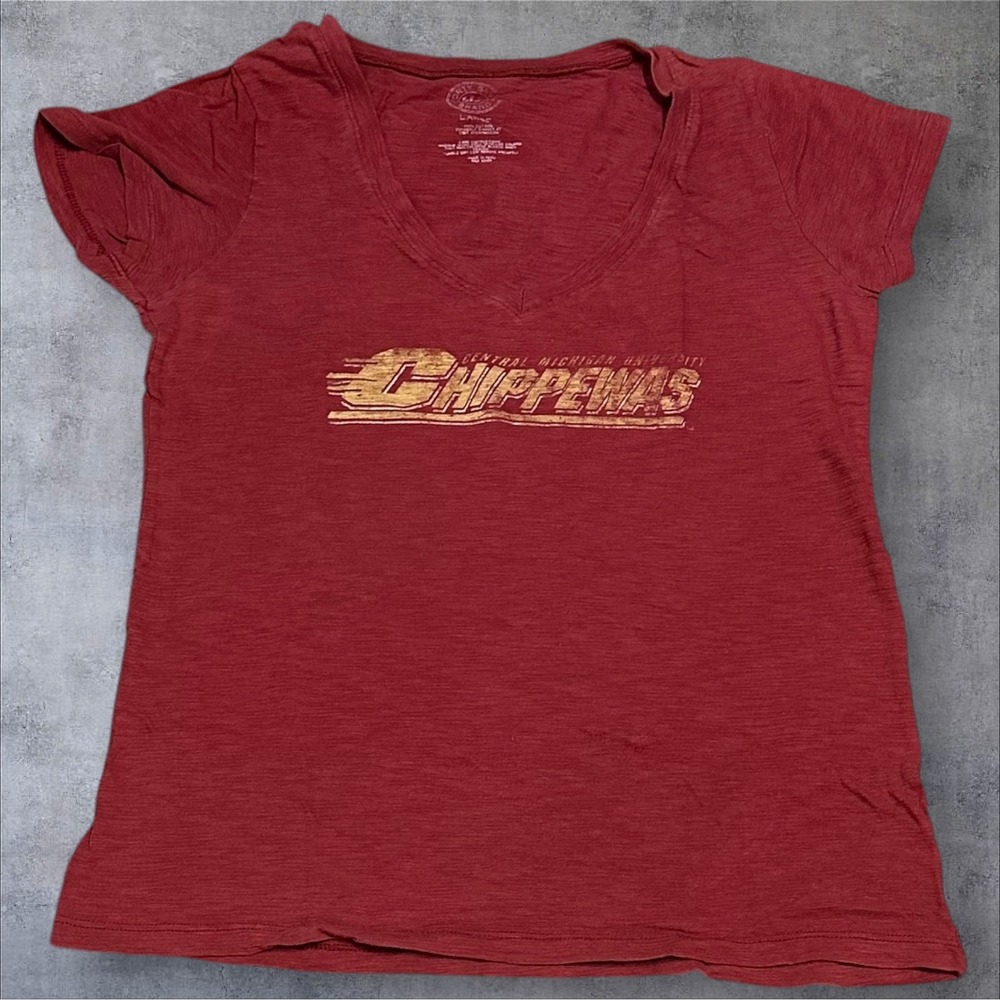 Central‎ Michigan Chippewas Womens V Neck T Shirt Large Red 47 Brand Athletic
